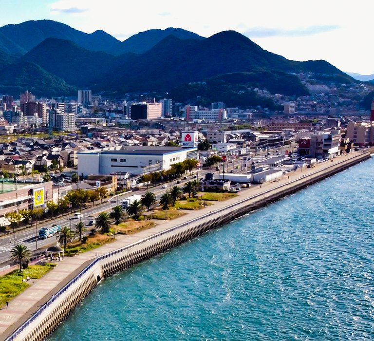 大里海岸緑地を海側から見た様子